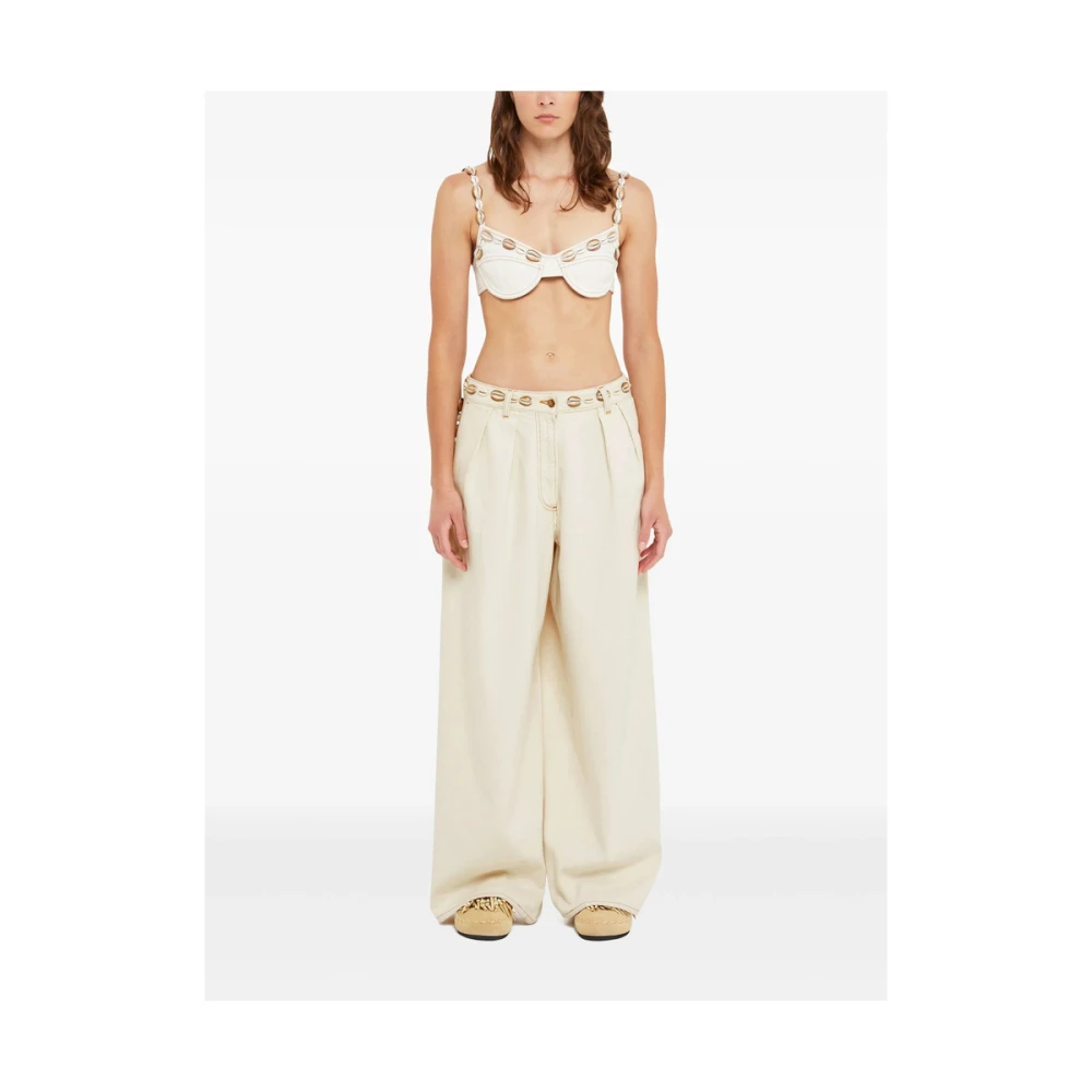 Alanui Witte Jeans met Zakken en Knopen Beige Dames