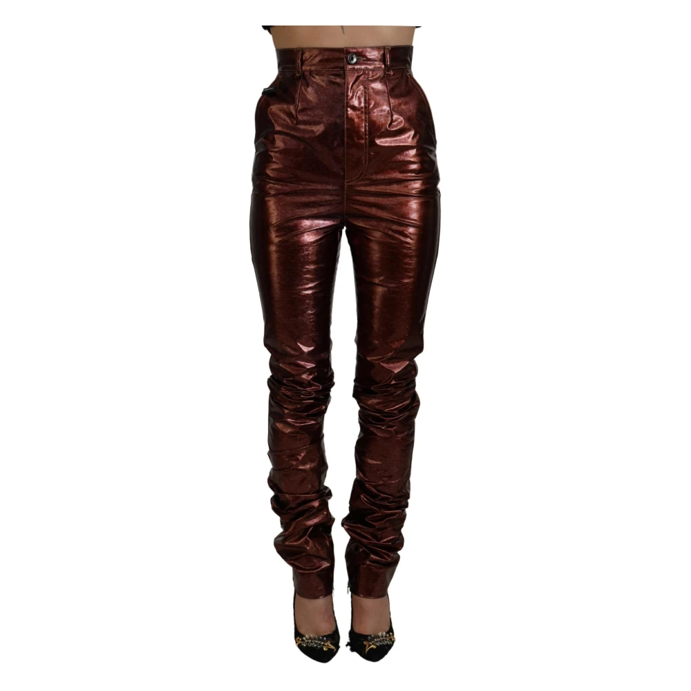 Dolce & Gabbana Women's Bronze Dolce Gabbana Metallic High Waist Skinny Jeans