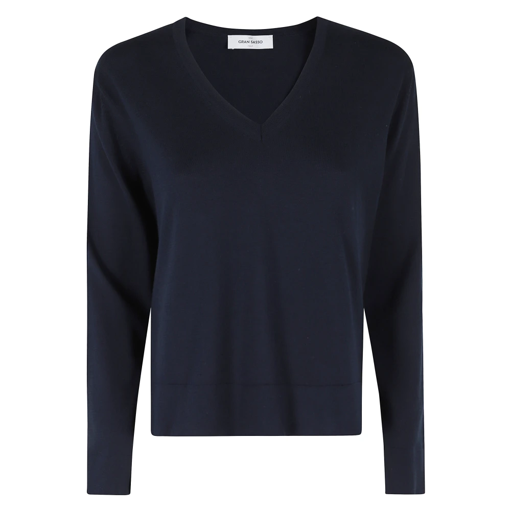 Gran Sasso Donna Blu - Maglione Scollo A V - Knitwear - S