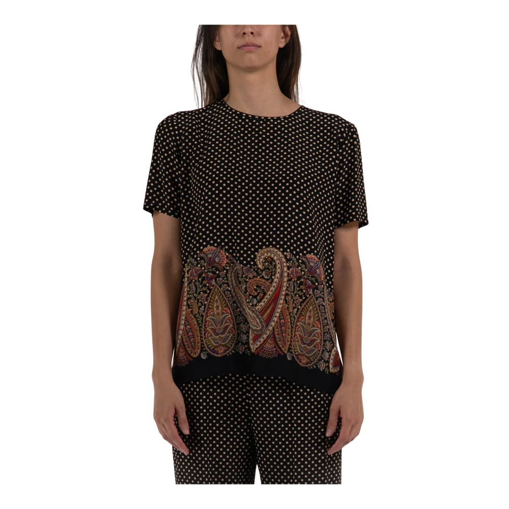 Etro Women's Brown Blouses, L, Printed Silk Top