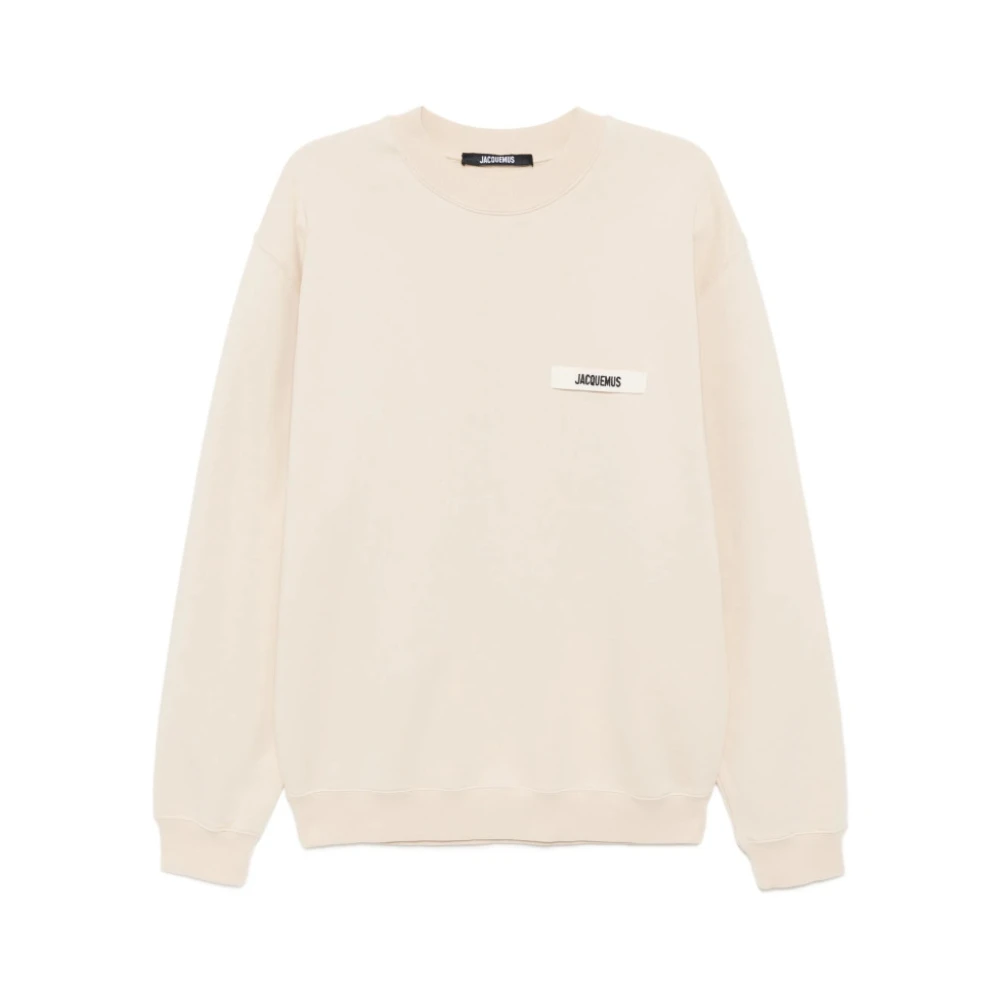 Jacquemus Beige Sweatshirts, Male, Xl, The Gros Grain Sweatshirt