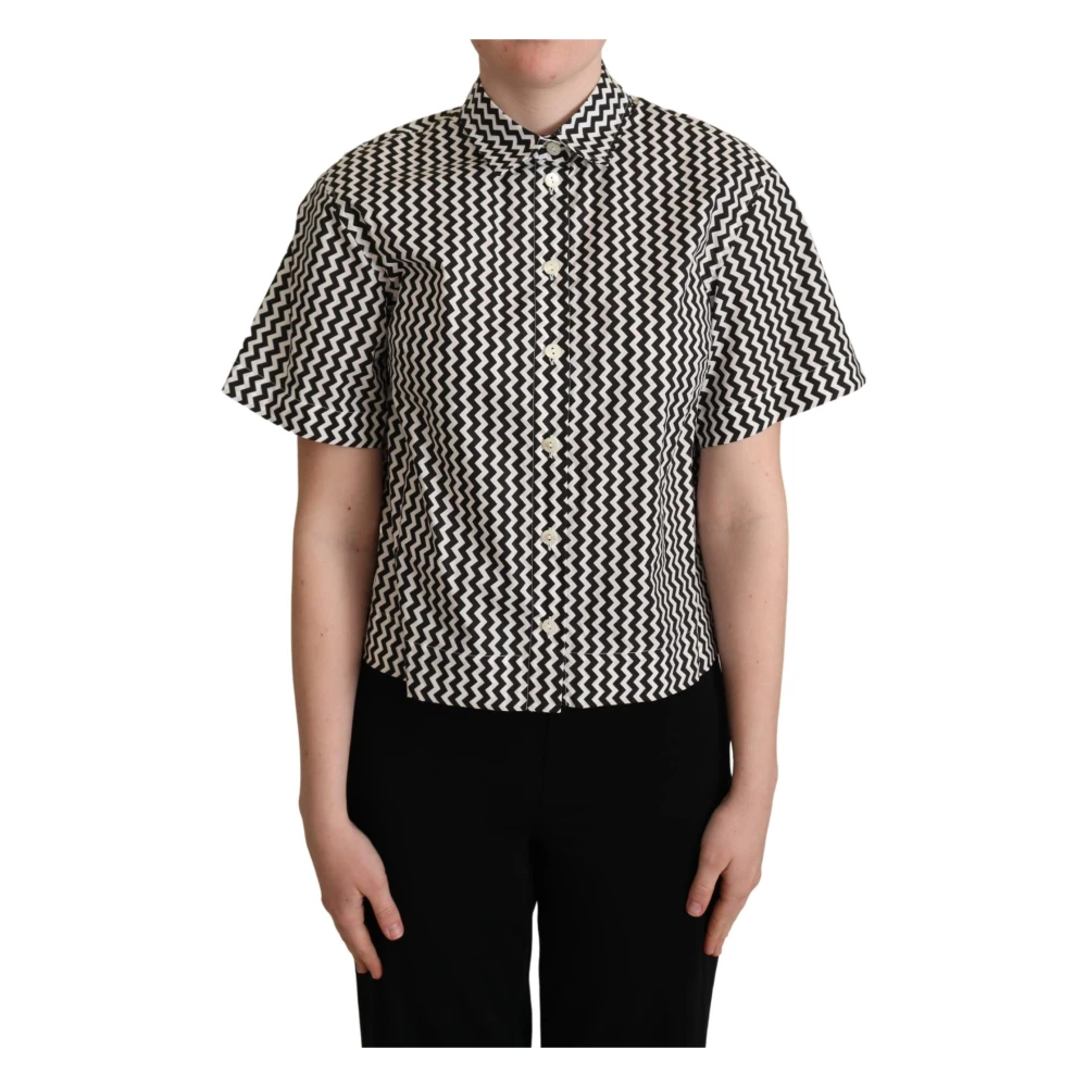 Dolce & Gabbana Women's Black/White Zigzag Collar Cotton Polo