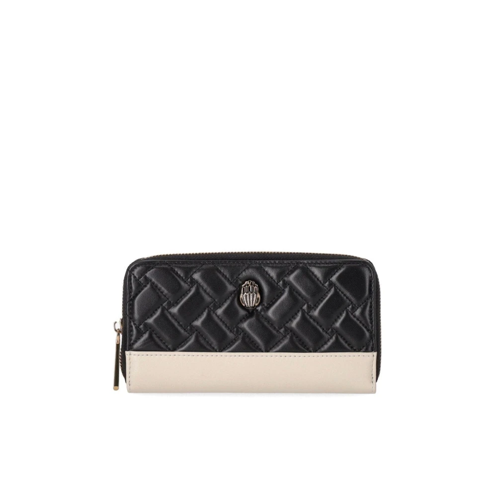 Kurt Geiger Women's Black Quilted Leather Wallet In & White - Wallets & Cardholders - One Size - Accessories