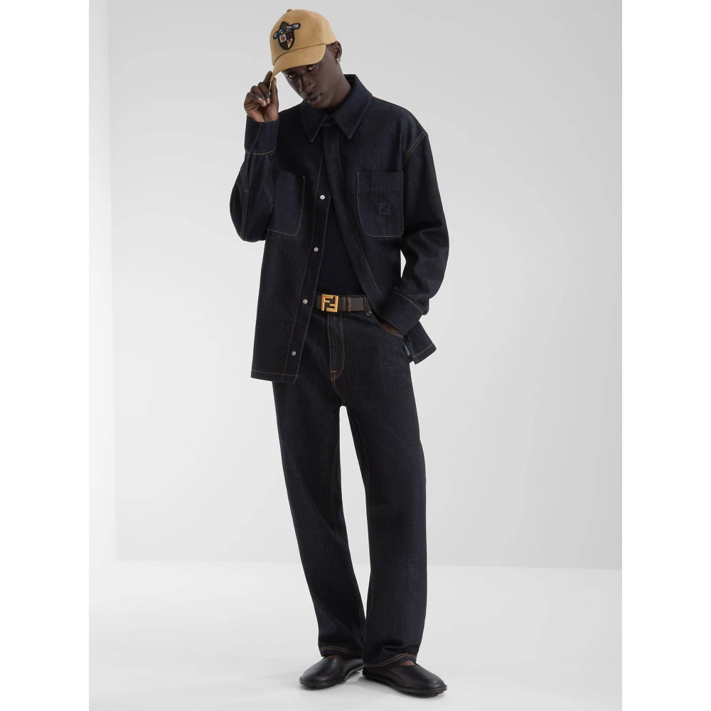 Fendi Blauwe Jassen met Zakken Blue Heren