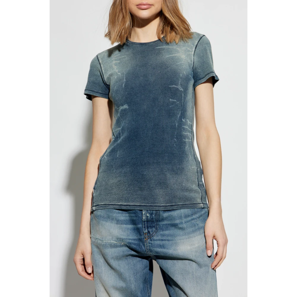 Diesel Geribbelde top T-Hans Blue Unisex