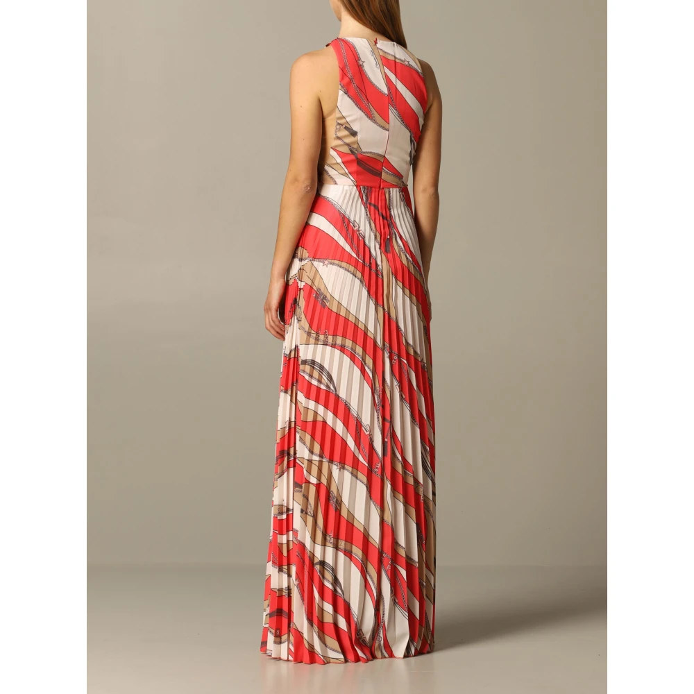 Elisabetta Franchi Pailletten Geplooide Lange Jurk Ab17702E2-V84 Multicolor Dames