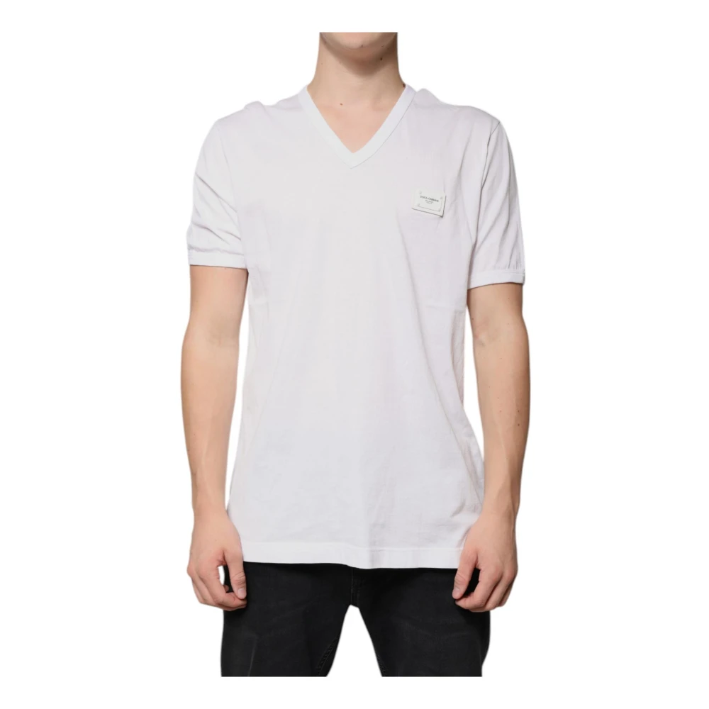 Dolce & Gabbana Witte Katoenen Logo T-shirt White Heren