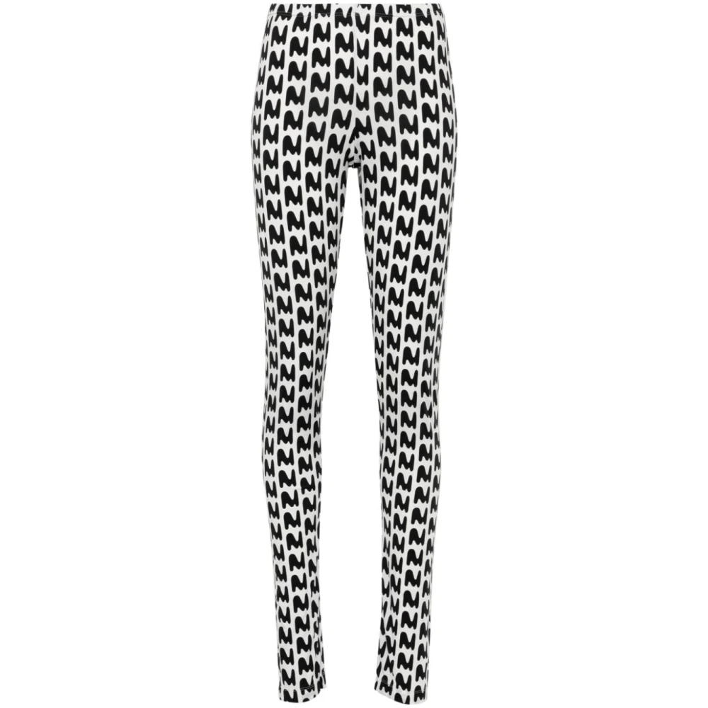 Msgm Logo Print Zwarte Broek Elastische Tailleband Black Dames
