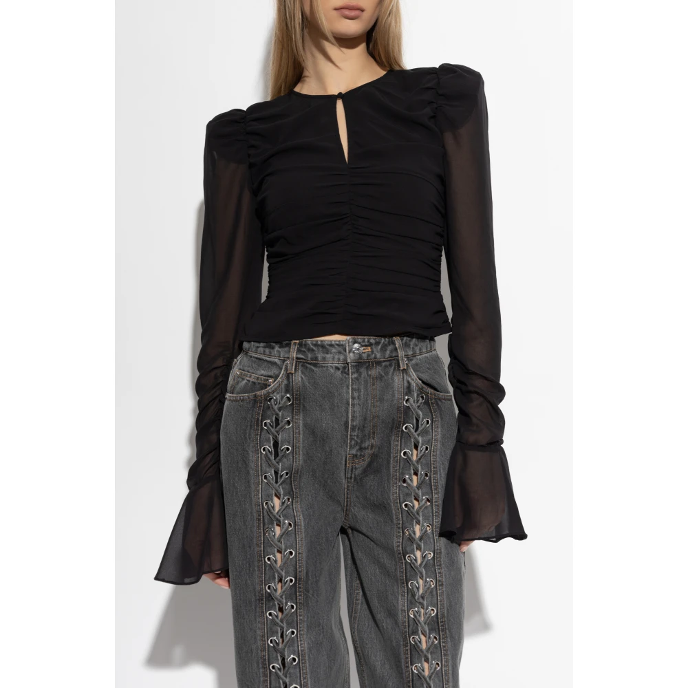 Rotate Birger Christensen Top met decoratieve drapering Black Dames
