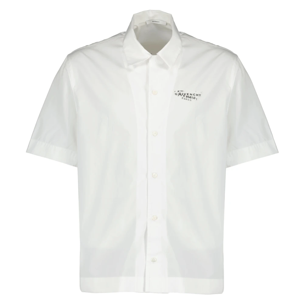 Givenchy Men's White Short Sleeve Shirts, Xl, Stamp Short Sleeve Shirt