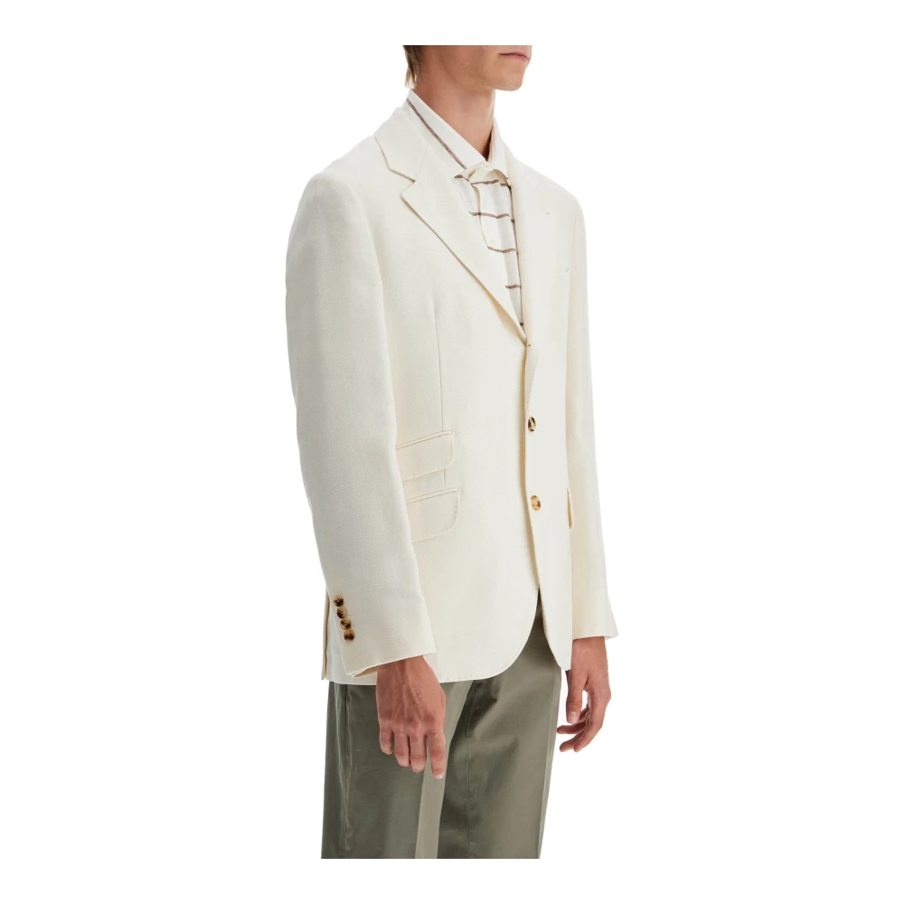 BRUNELLO CUCINELLI Luxe Chevron Stof Blazer White Heren