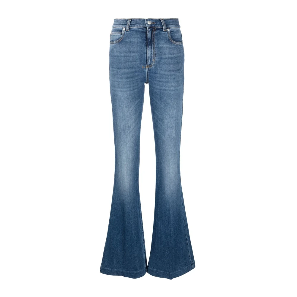 Blå Distressed Flared Jeans