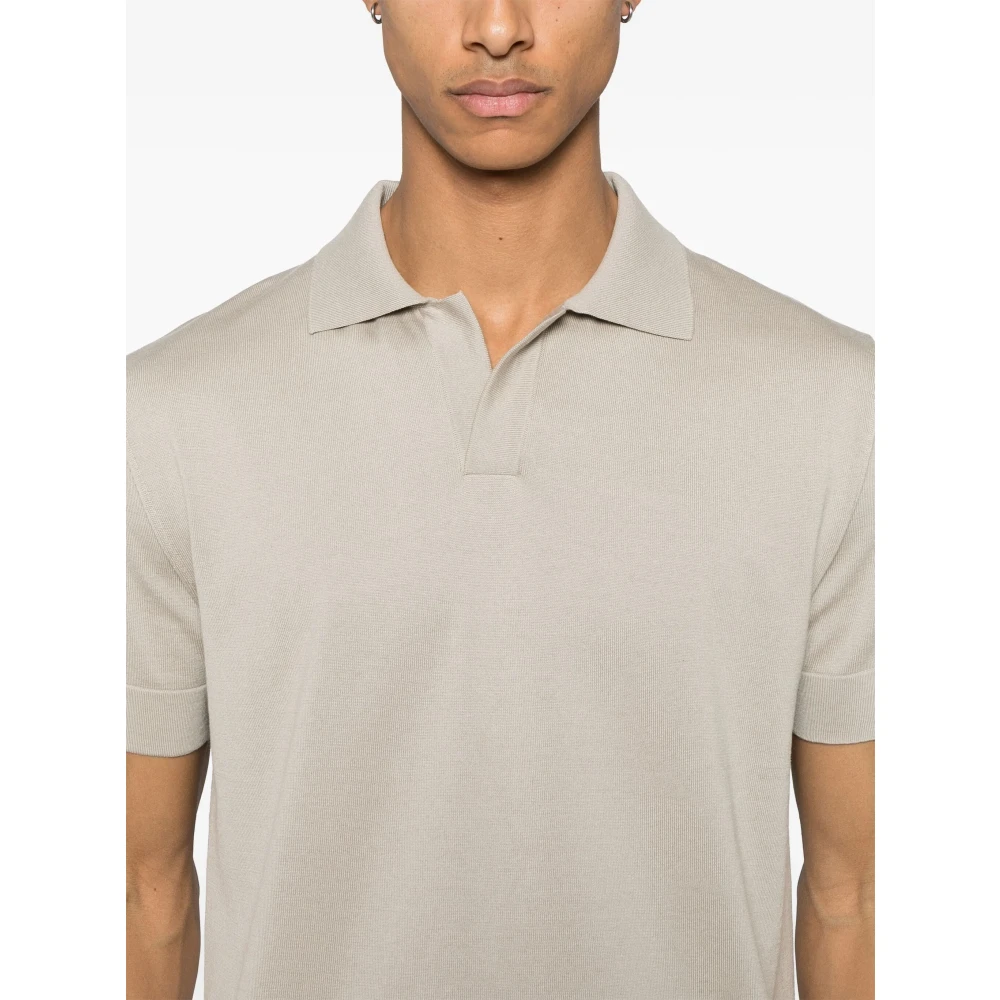 Brioni Zijden Katoenen Poloshirt Beige Heren
