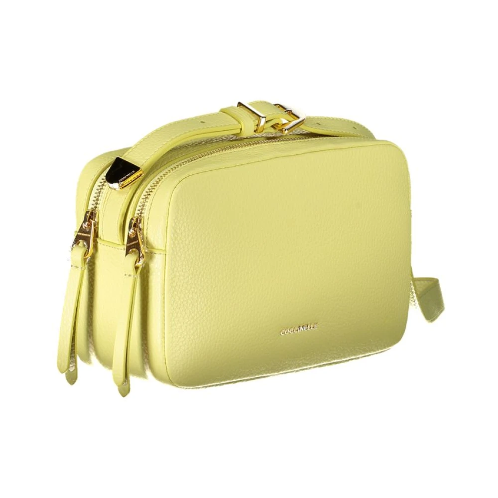 Coccinelle Gele Leren Schoudertas Yellow Dames