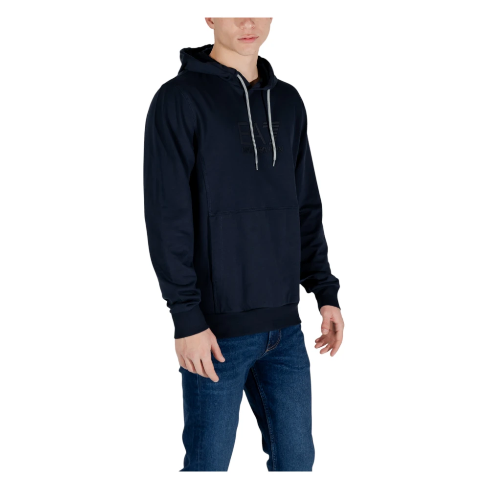 Emporio Armani EA7 Katoenen Capshirt Sweatshirt Lente Zomer Collectie Blue Heren
