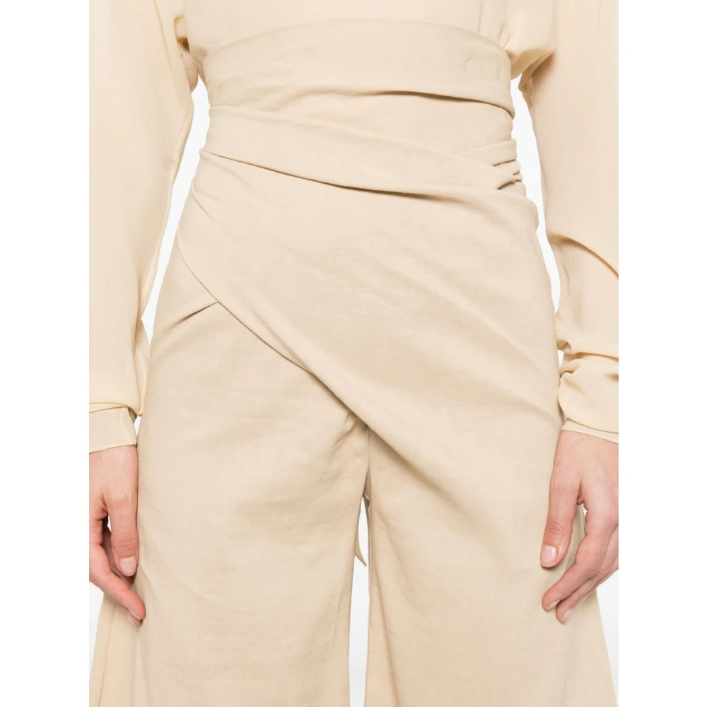 Cortana Beige Broek met Zijstrik Detail Beige Dames