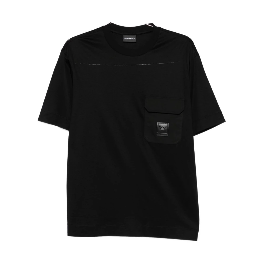 Emporio Armani Men's Black Silk & Nylon T-Shirts Polos
