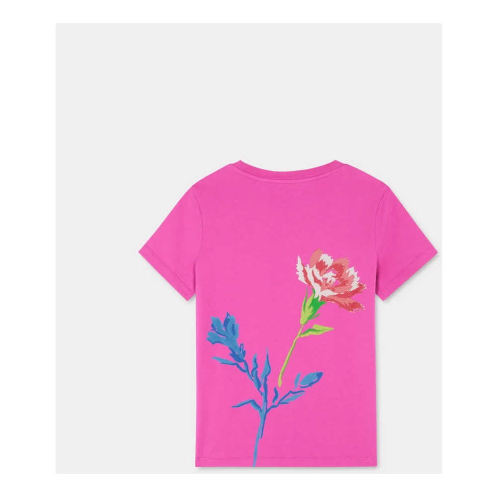 Kenzo Getekende Bloemen T-shirt Pink Dames