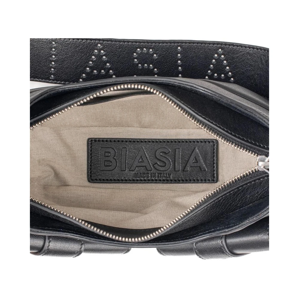 Biasia Leren Schoudertas Black Dames