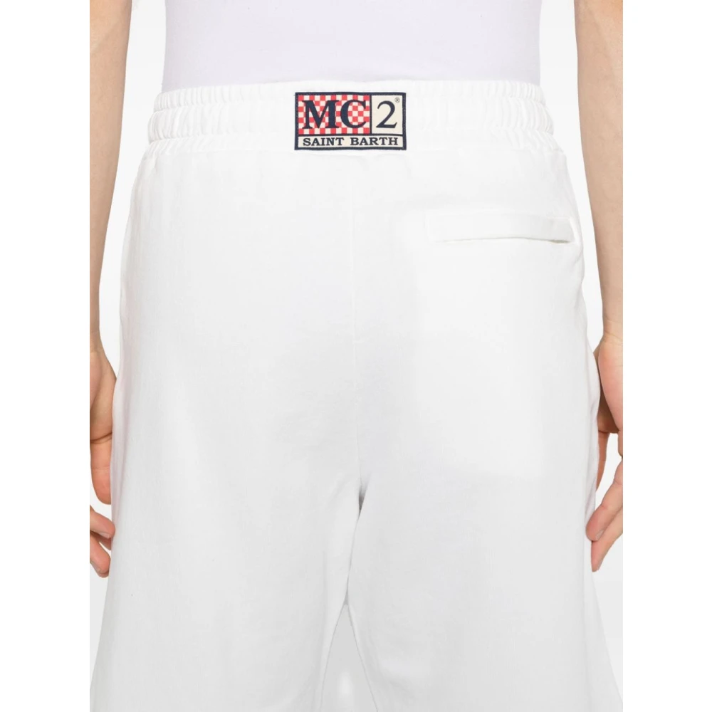 MC2 Saint Barth Witte Jersey Shorts met Logo Borduursel White Heren