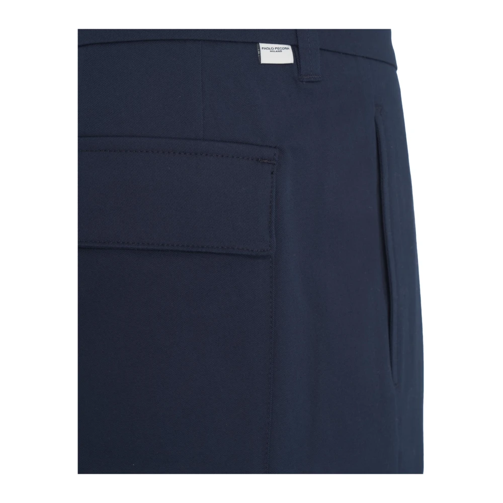 Paolo Pecora Blauwe Chino met Plooien Blue Heren