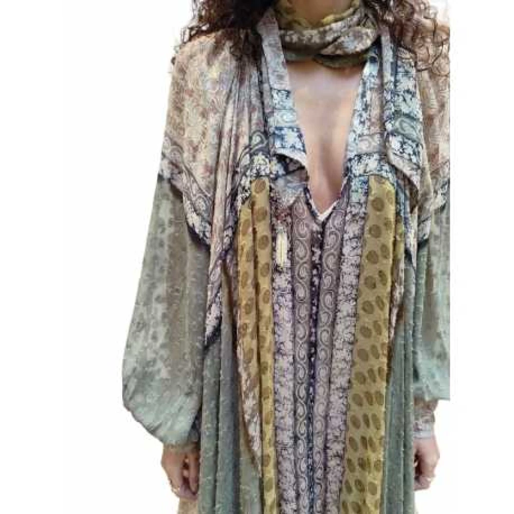 Mes Demoiselles Groene Print Patch Viscose Jurk Multicolor Dames