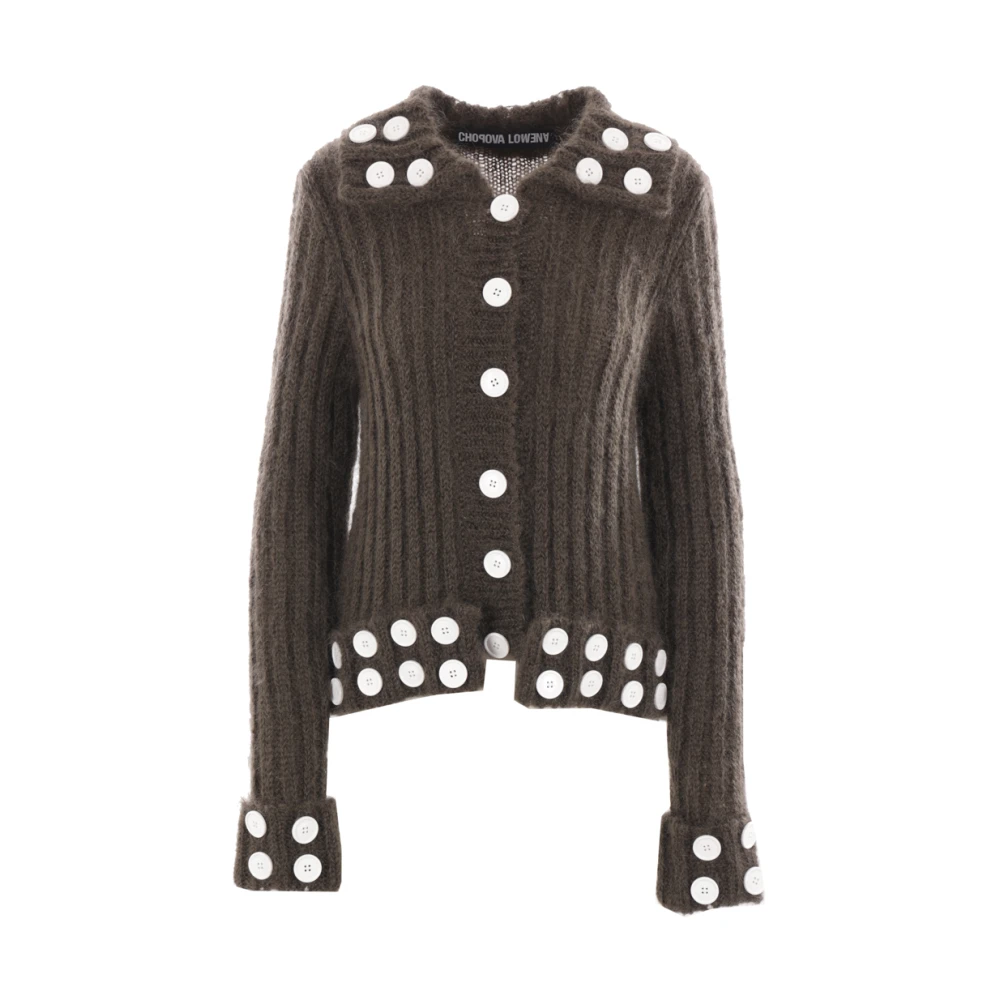 Chopova Lowena Grijze Mohair Ribgebreide Vest Gray Dames
