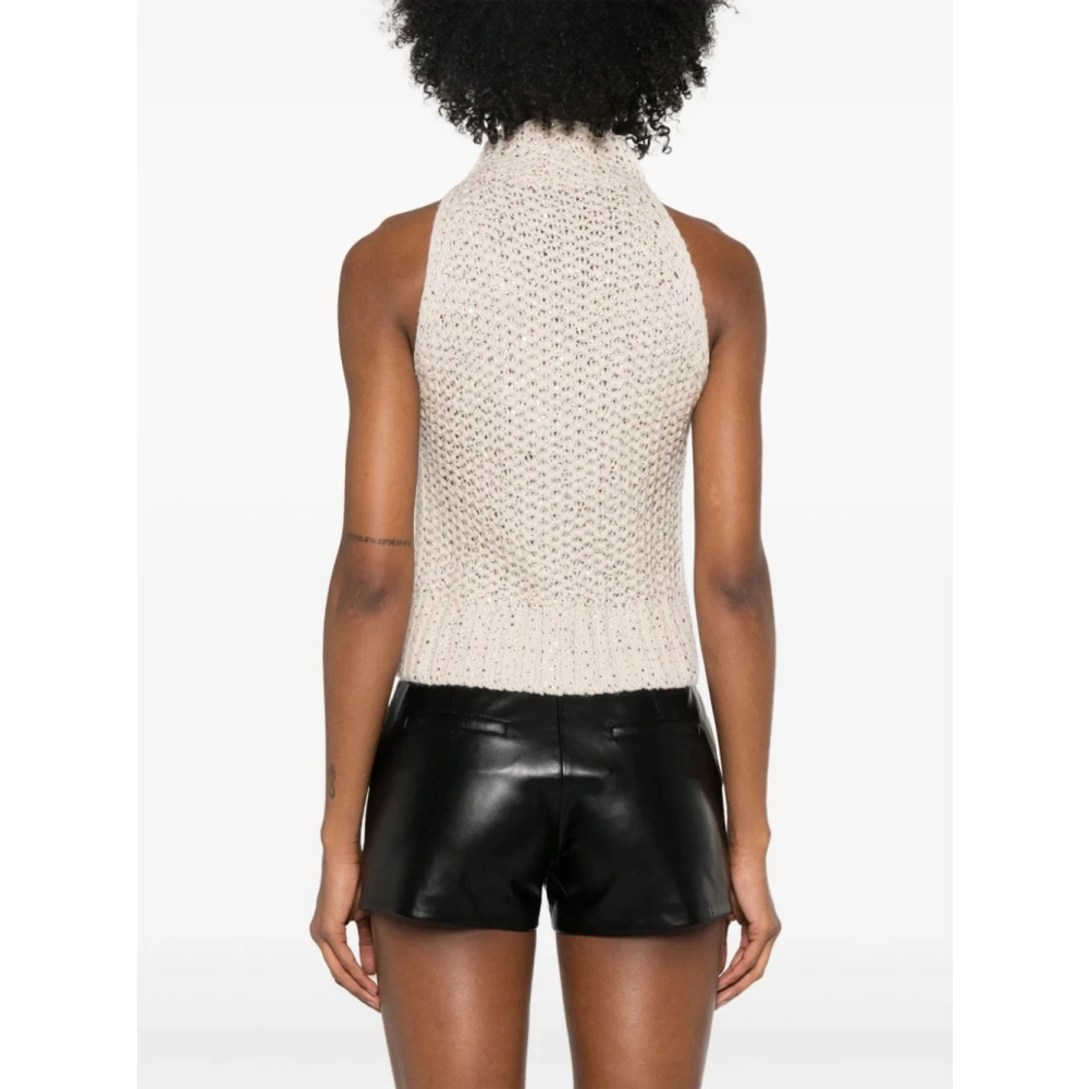 Ermanno Scervino Kristalversierde Naakte Wollen Trui White Dames