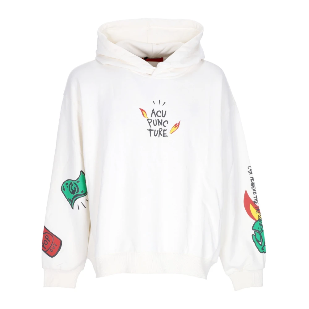 Acupuncture Witte Logo Hoodie Lichtgewicht Sweatshirt White Heren