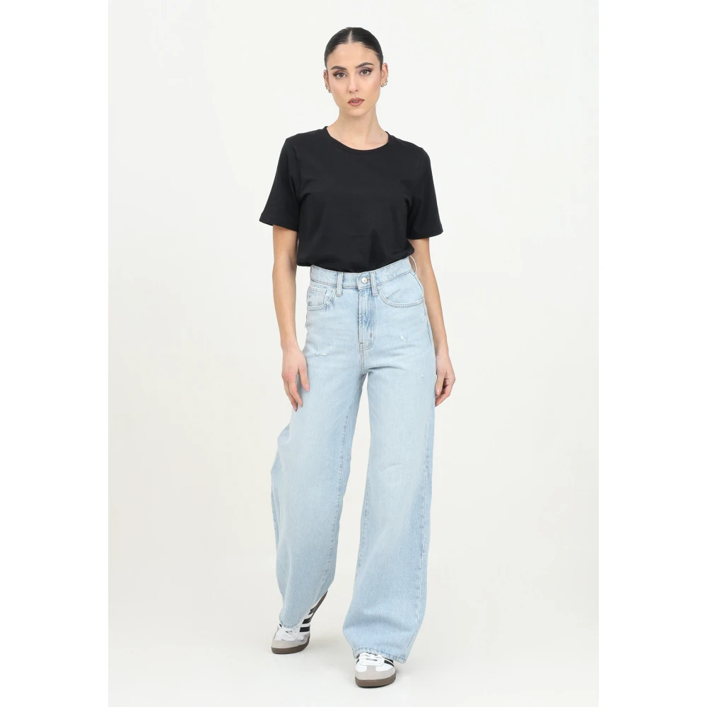 Only Lichtblauwe Straight Fit Denim Jeans Blue Dames