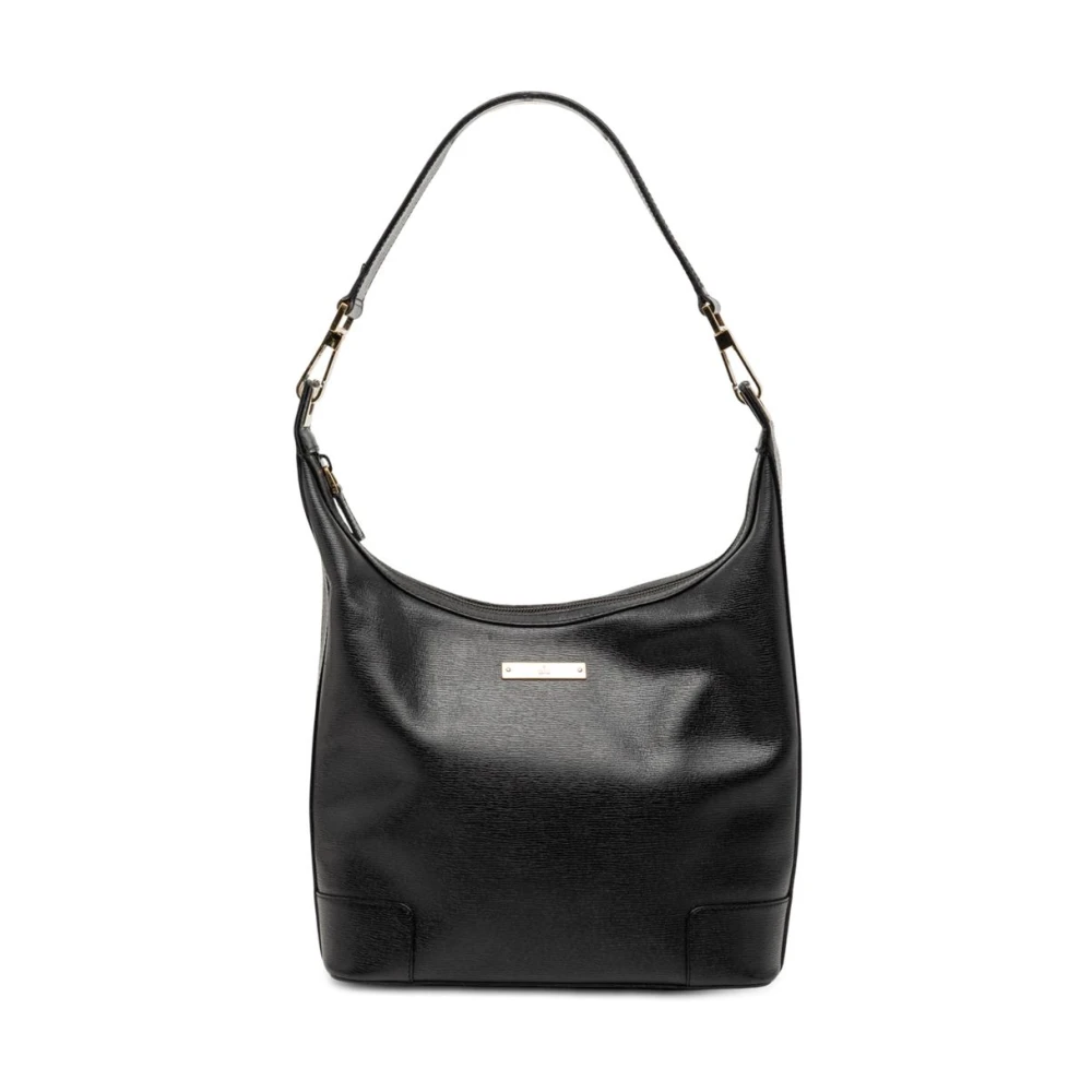 Gucci Vintage Women's Black Pre-Owned Structured Leather Shoulder Bag