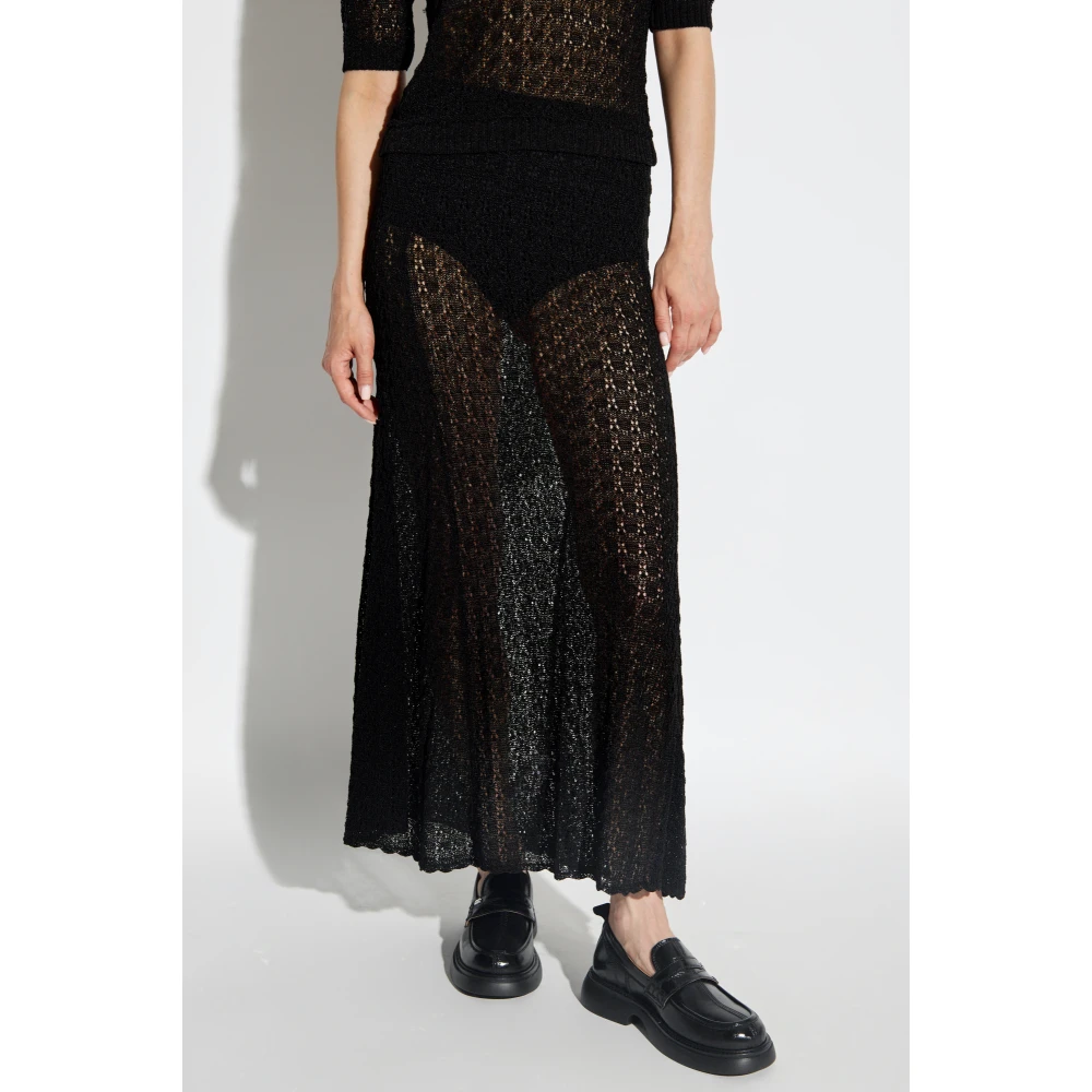 Ganni Kanten Rok Black Dames