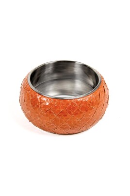 silver-snake-leather-bracelet-orange