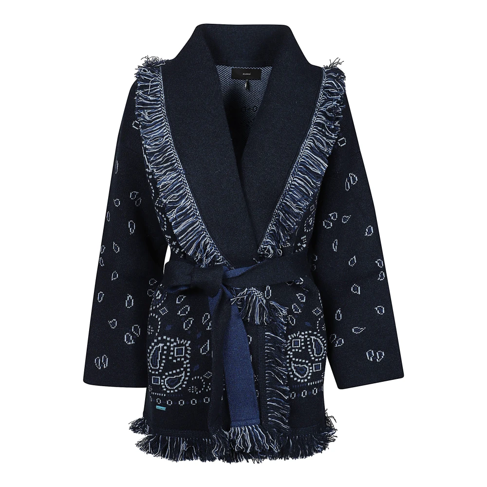 Alanui Jacquard Cardigan met Bandana Patroon Blue Dames