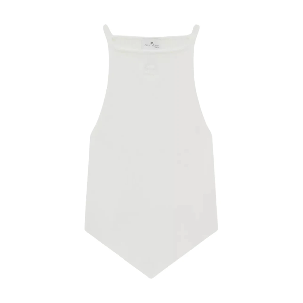 Courrèges Vrouw Wit Tops Dames, L, Polyester, Asymmetrische Top