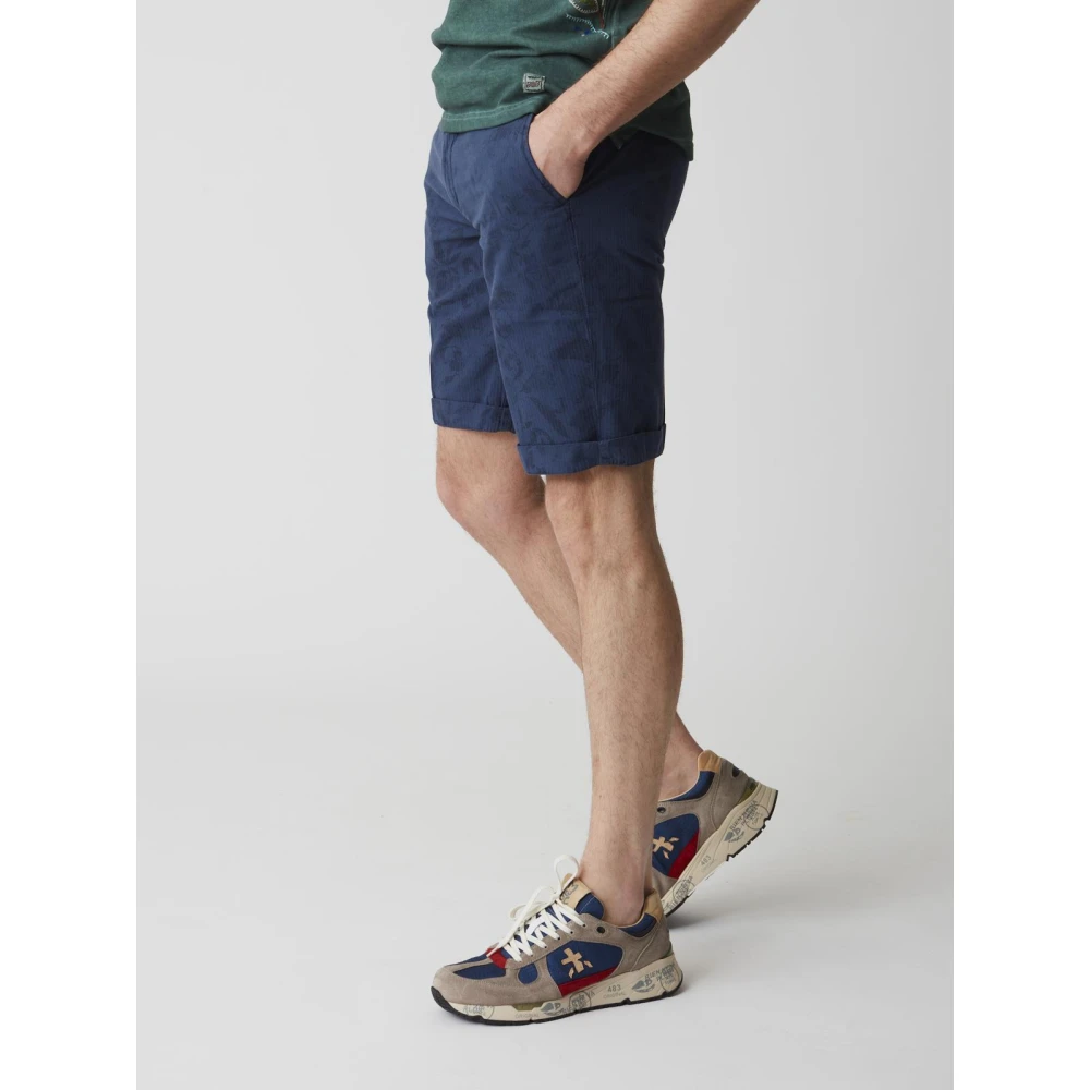 40Weft Bermuda Chino met Bloemenprint Blue Heren