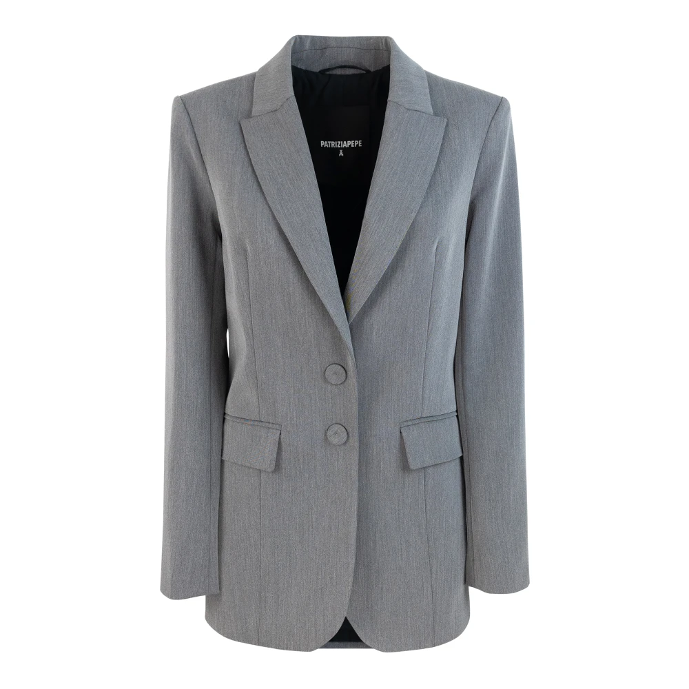 PATRIZIA PEPE Chique Grijze Blazer met Slim Fit Gray Dames