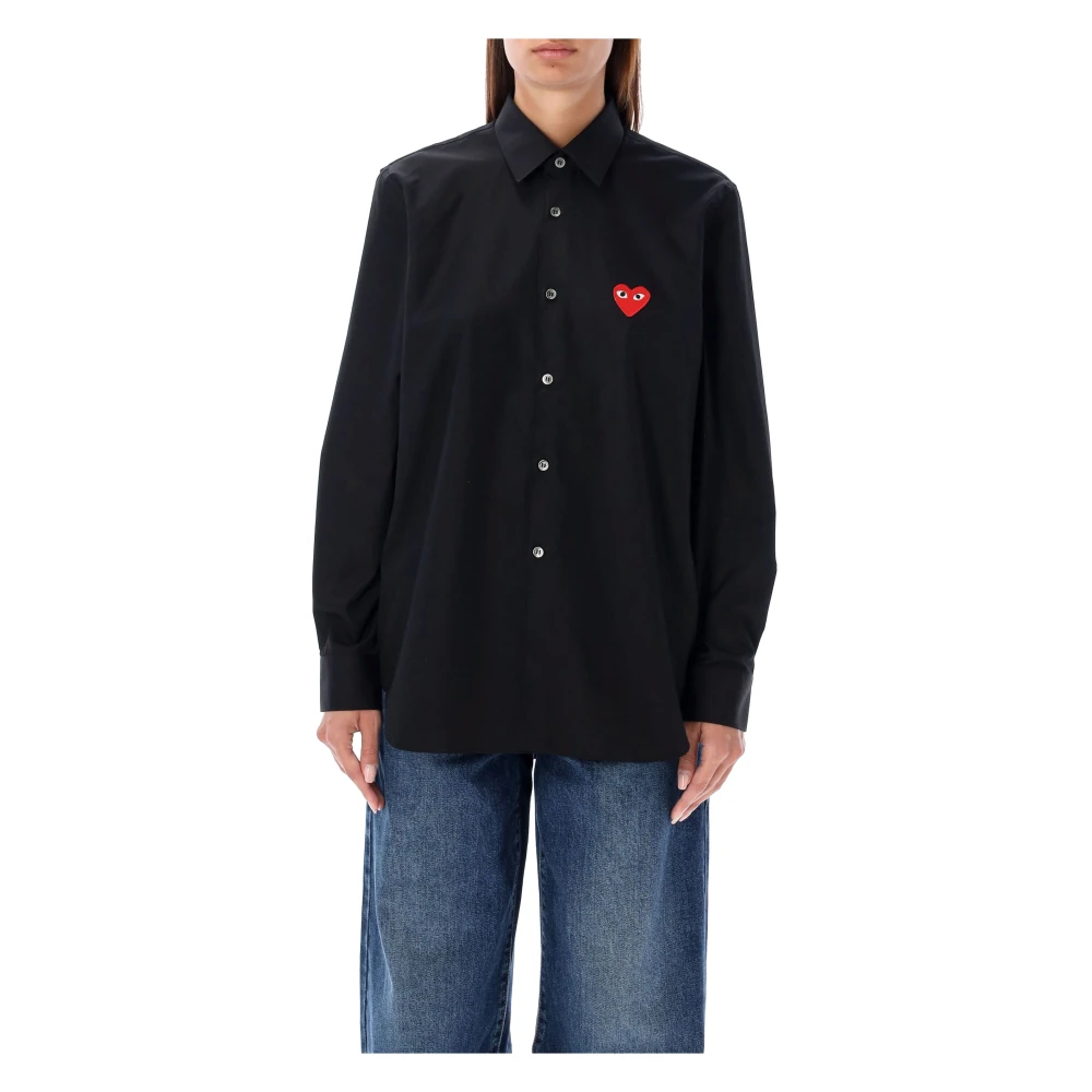 Comme des Garçons Zwart Heart Patch Shirt Aw24 Black Dames