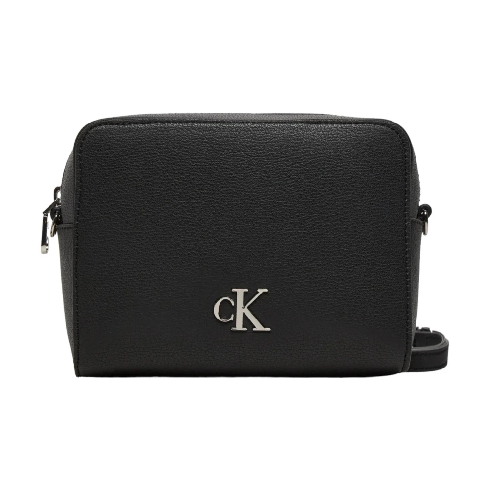 Calvin Klein Jeans Zwarte Bedrukte Schoudertas met Rits Black Dames