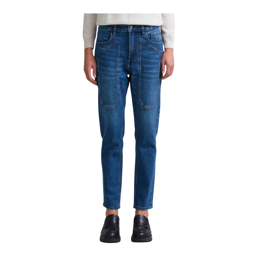 Jeckerson Jaylin 5-pocket slim fit broek met patch Blue Dames