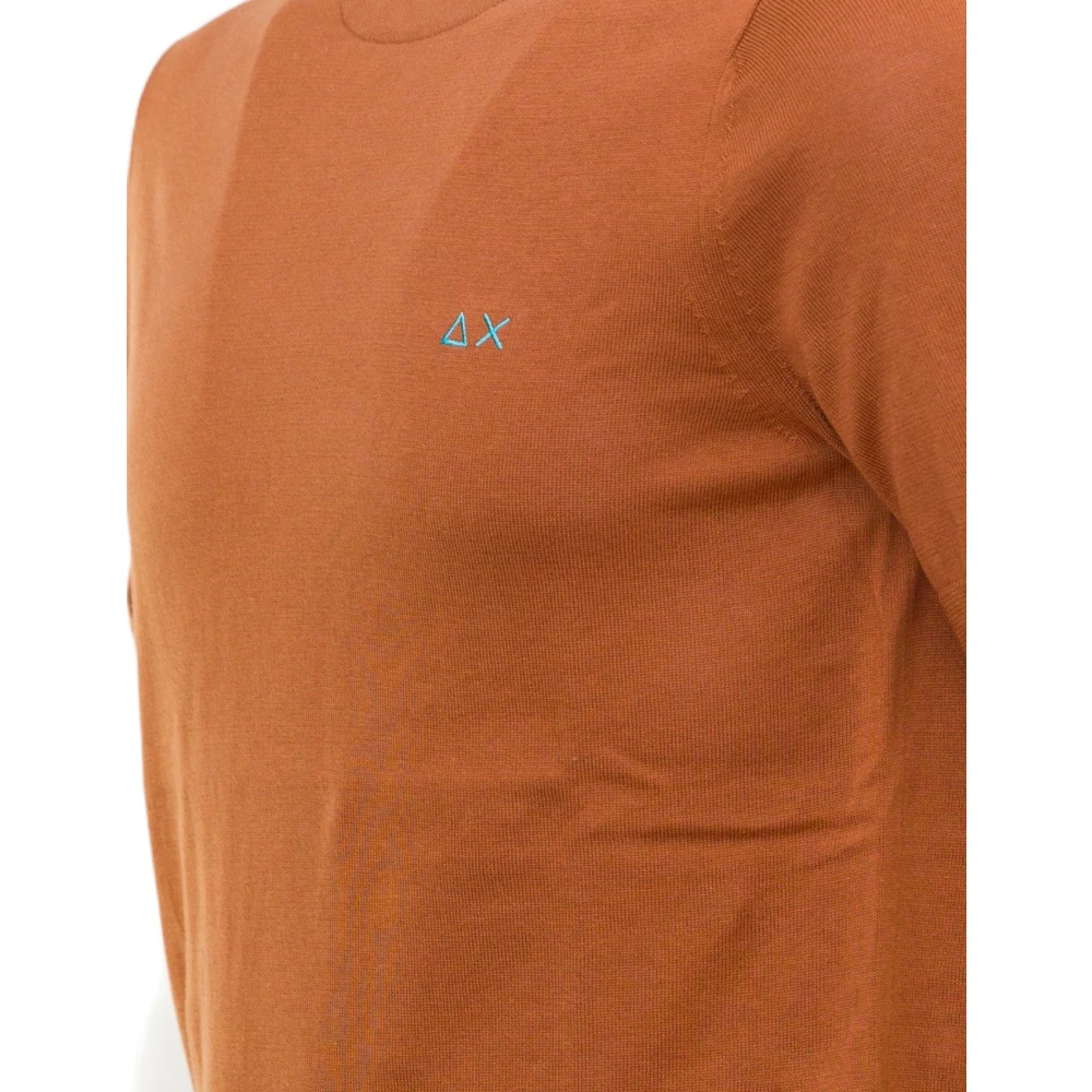 Sun68 Solid Knit T-Shirt Brown Heren