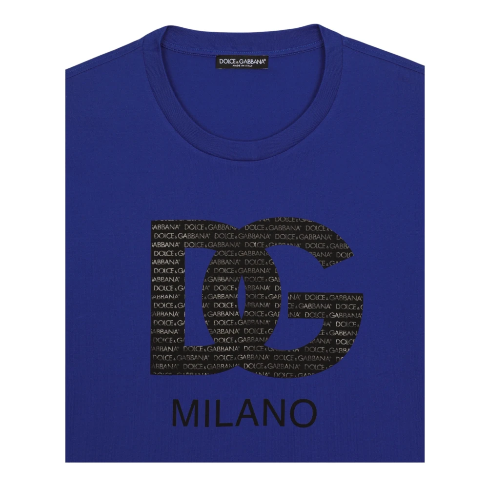 Dolce & Gabbana Milano Katoenen T-shirt Sportcollectie Blue Heren