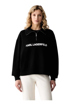Logotryckt sweatshirt med kvartsdragkedja