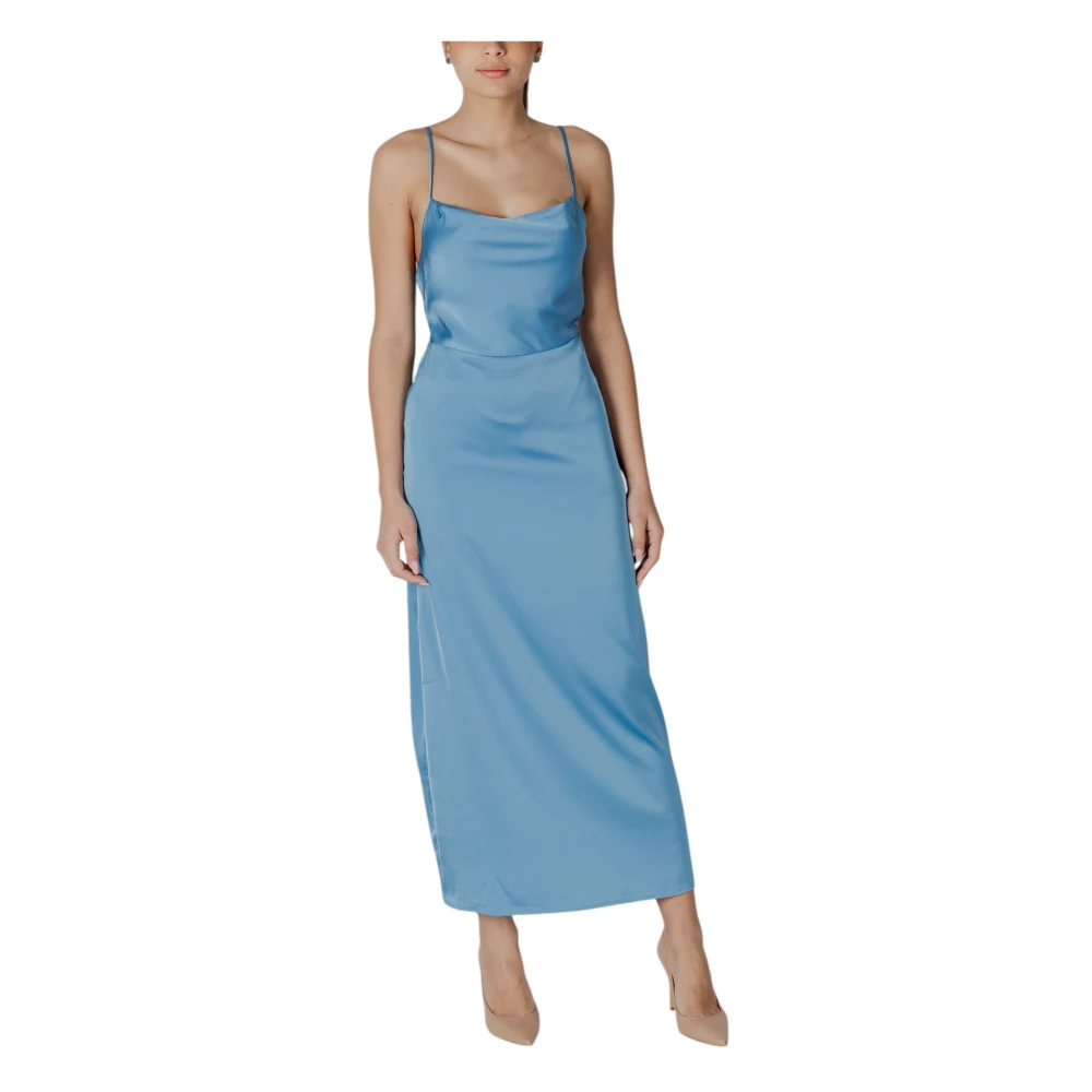 Vila Turquoise Zomerjurk met Vierkante Halslijn Blue Dames