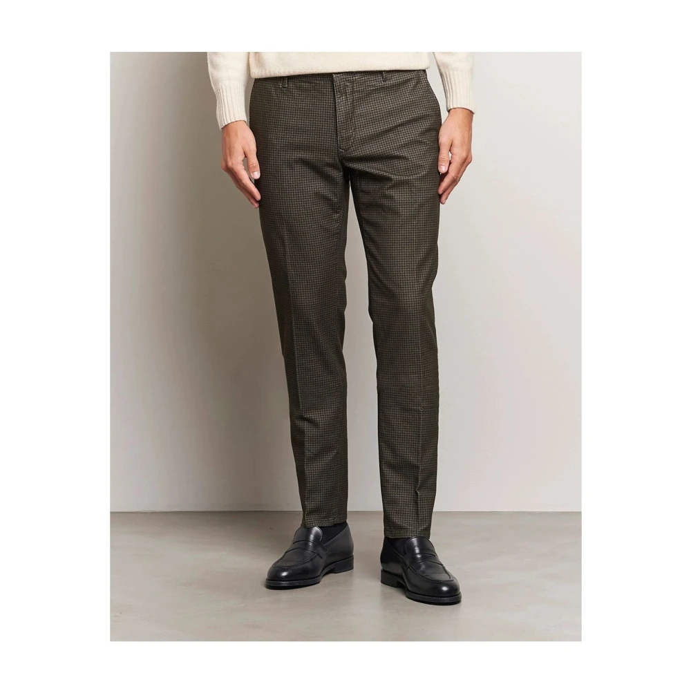 Incotex Bruine houndstooth slim katoenen broek Brown Heren