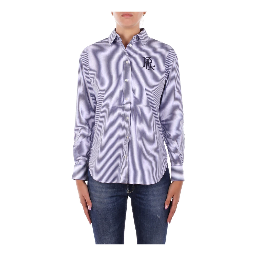 Ralph Lauren Vrouw Blauw Overhemden Dames, L, Katoen, Overhemden