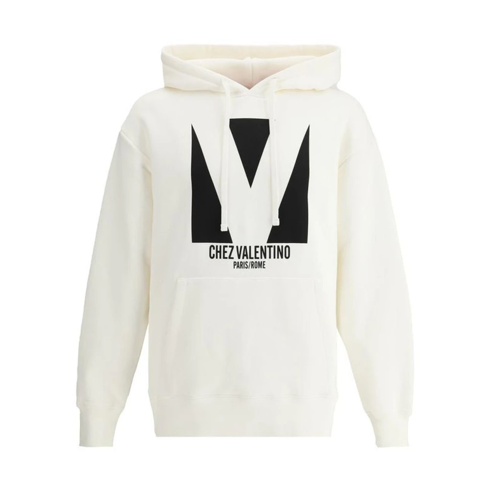 Valentino Katoenen Hoodie met Kangoeroezak White Heren