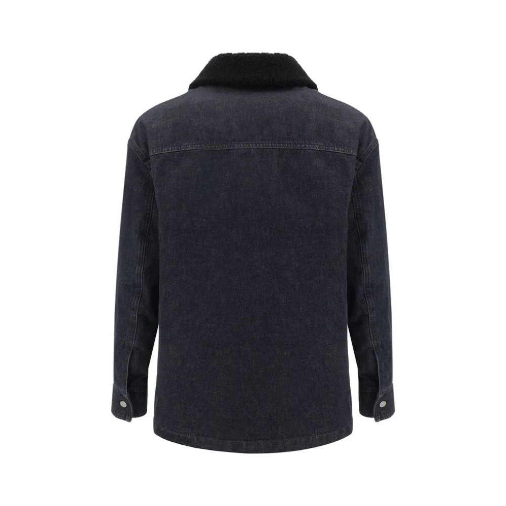 Fendi Denim jack met bontkraag Blue Heren