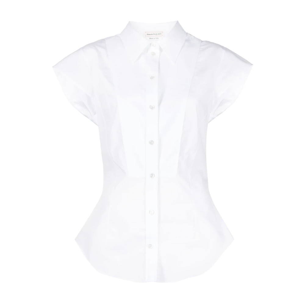 Alexander mcqueen Witte Cap-Sleeve Katoenen Shirt White Dames