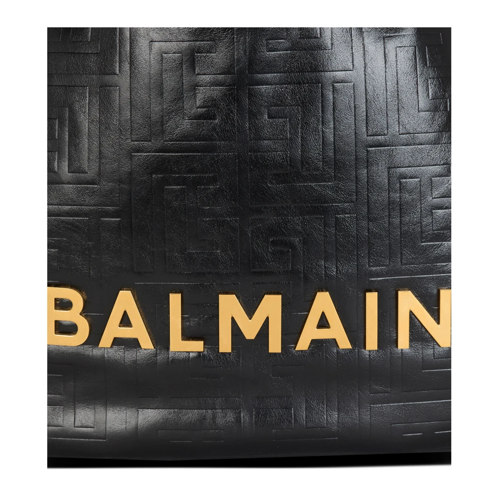 Balmain Grote 1945 Soft Hobo tas in gekreukt kalfsleer Black Dames